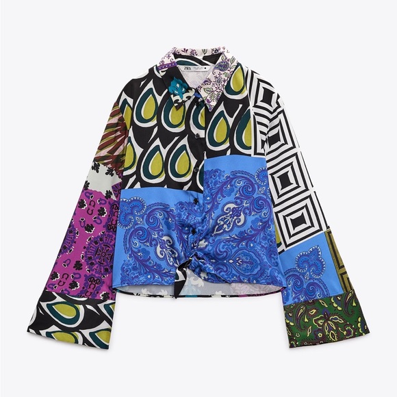 KNOTTED PATCHWORK BLOUSE - Picture 1 of 1